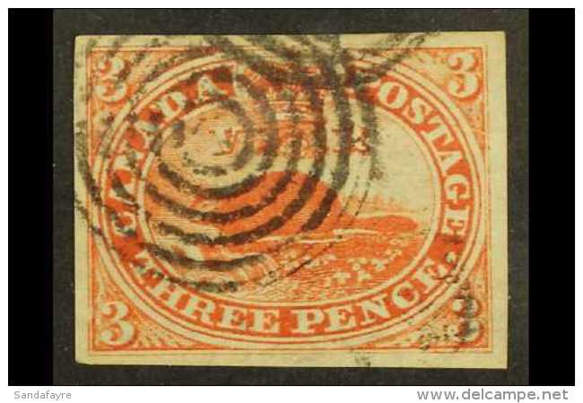 1852-57 3d Red, SG 5, Fine Used With 4 Good Margins, Signed Roumet For More Images, Please Visit... - Autres & Non Classés