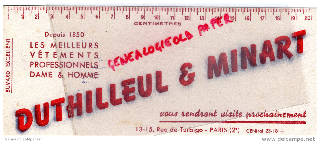 75- PARIS - BUVARD VETEMENTS PROFESSIONNELS - DUTHILLEUL & MINART-13 RUE DE TURBIGO - CENTIMETRE - Vestiario & Tessile