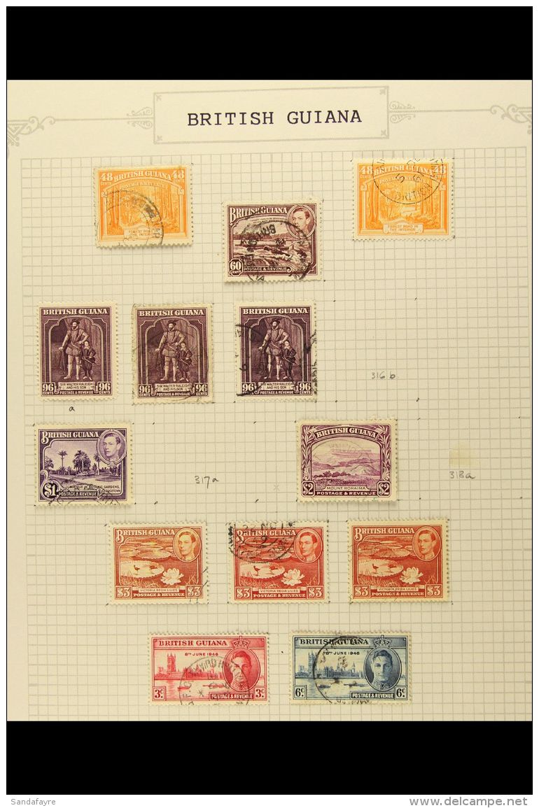 1882-1952 USED COLLECTION ON LEAVES Mostly Fine Condition. Note 1888-89 'Inland Revenue' 40c &amp; 72c; 1889... - Guyane Britannique (...-1966)