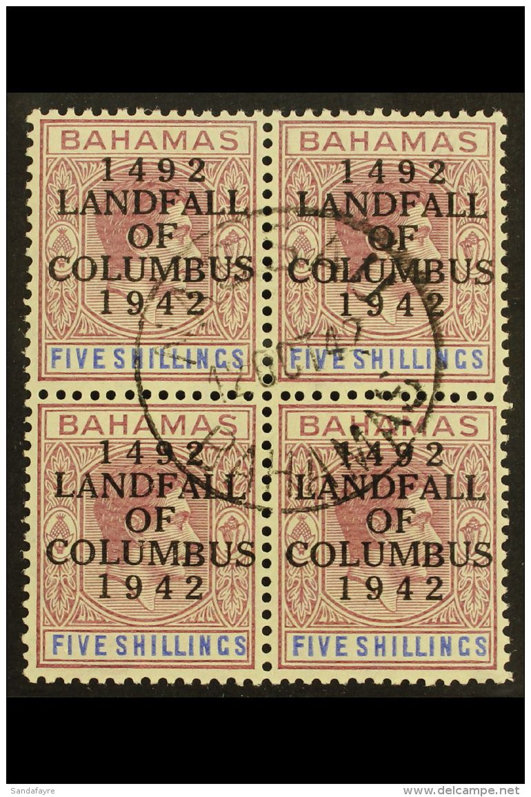 1942 5s Reddish Lilac &amp; Blue "Landfall Of Columbus" Overprint Thin Striated Paper, SG 174, Superb Cds Used... - Sonstige & Ohne Zuordnung