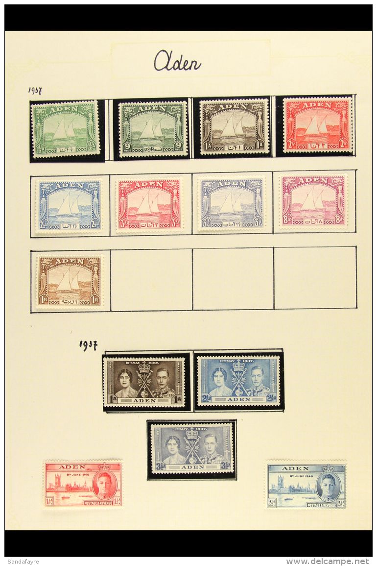 1937-1963 VERY FINE MINT COLLECTION On Leaves, ALL DIFFERENT, Inc 1937 Dhow Set To 1r, 1949 Wedding Set, Qu'aiti... - Aden (1854-1963)