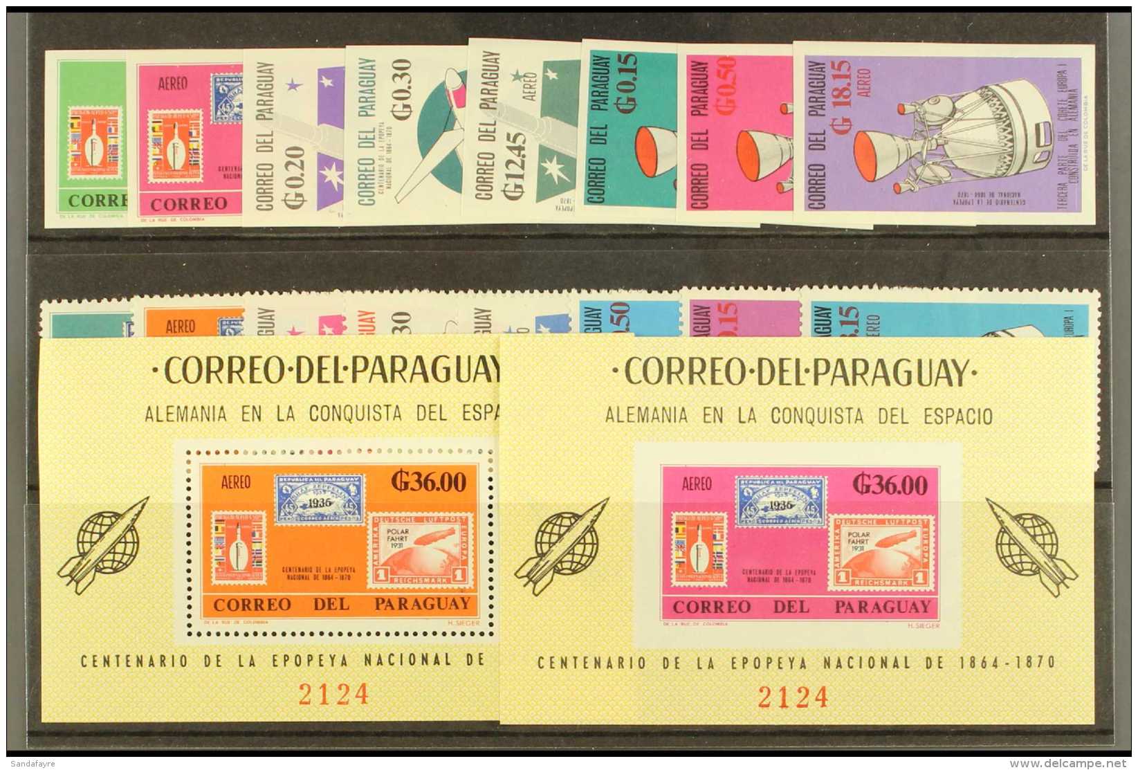 SPACE Paraguay 1966 German Space Research Set Perf &amp; Imperf Plus Both Miniature Sheets, Mi 1559/74 &amp; Bl... - Non Classificati