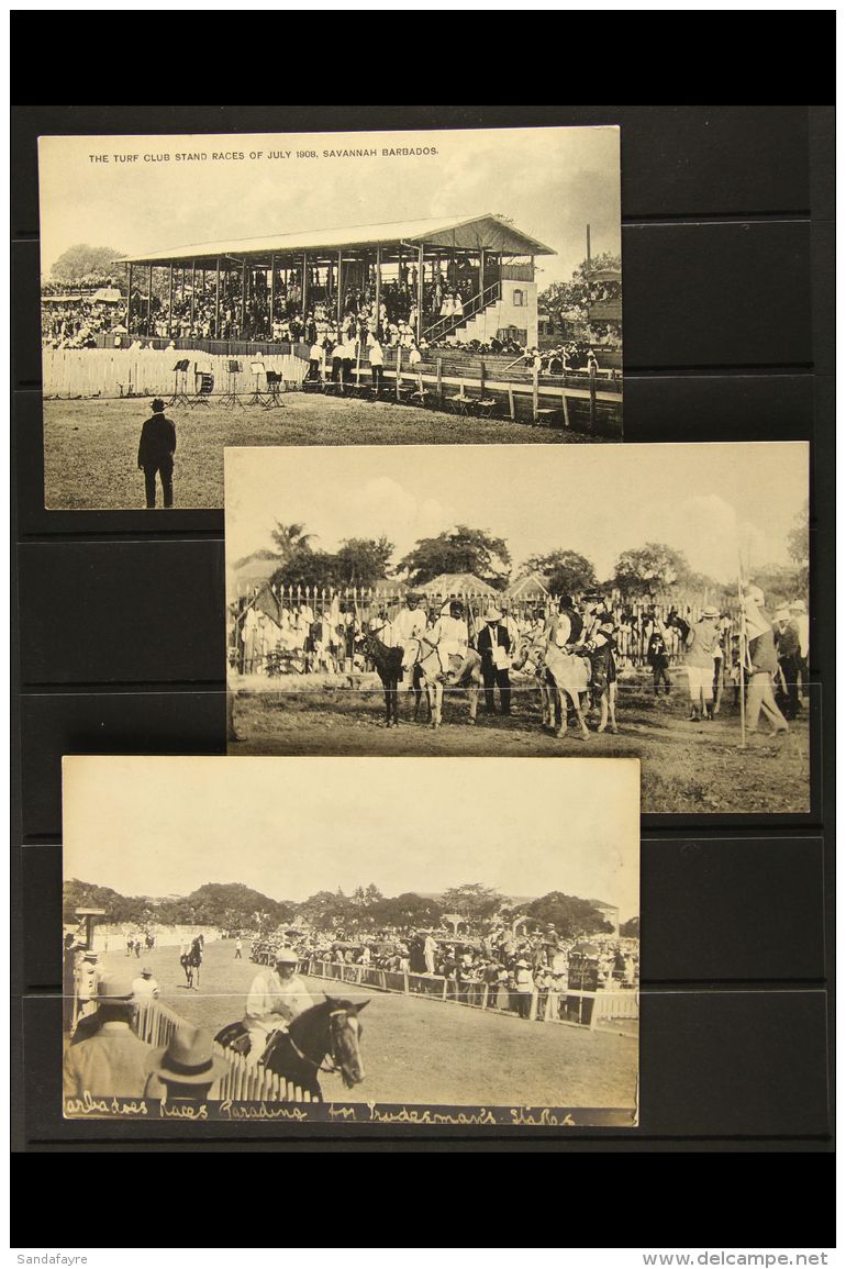 HORSE RACING Barbados Three Interesting Picture Post Cards Of Circa 1908 Race Meetings, Unusual And Active Scenes.... - Ohne Zuordnung
