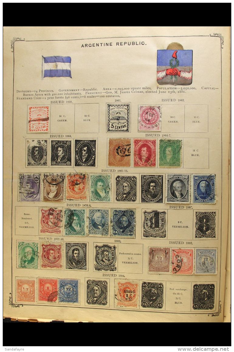 1840-1888 CLASSIC WORLD COLLECTION. Some Mint But Mostly Used All Different Stamps In An Ancient 1888 Scott Album,... - Altri & Non Classificati
