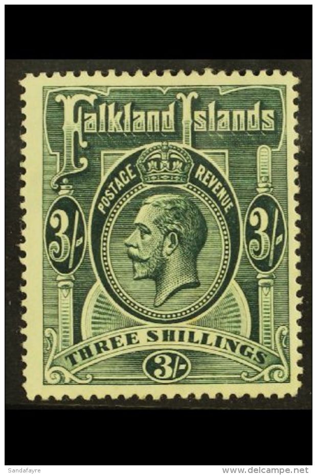 1912-20 3s Slate-green, SG 66, Fine Mint. For More Images, Please Visit... - Falkland