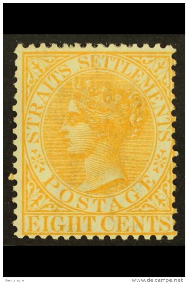 1867-72 8c  Orange-yellow, Watermark CC, SG 14, Fine Mint. For More Images, Please Visit... - Straits Settlements