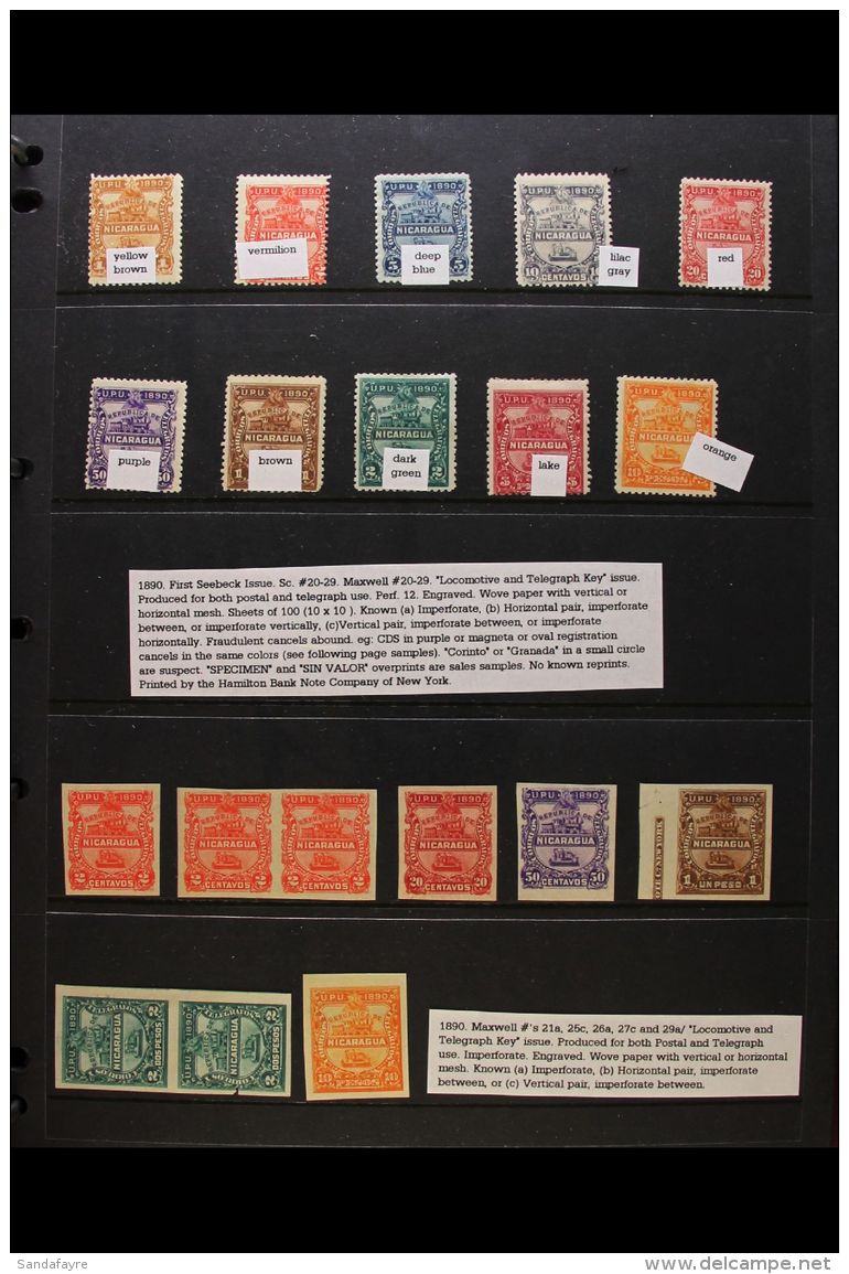 1890-1899 EXTENSIVE COLLECTION WITH "EXTRAS" An Attractive, Mostly Very Fine Mint Collection Presented On Stock... - Nicaragua