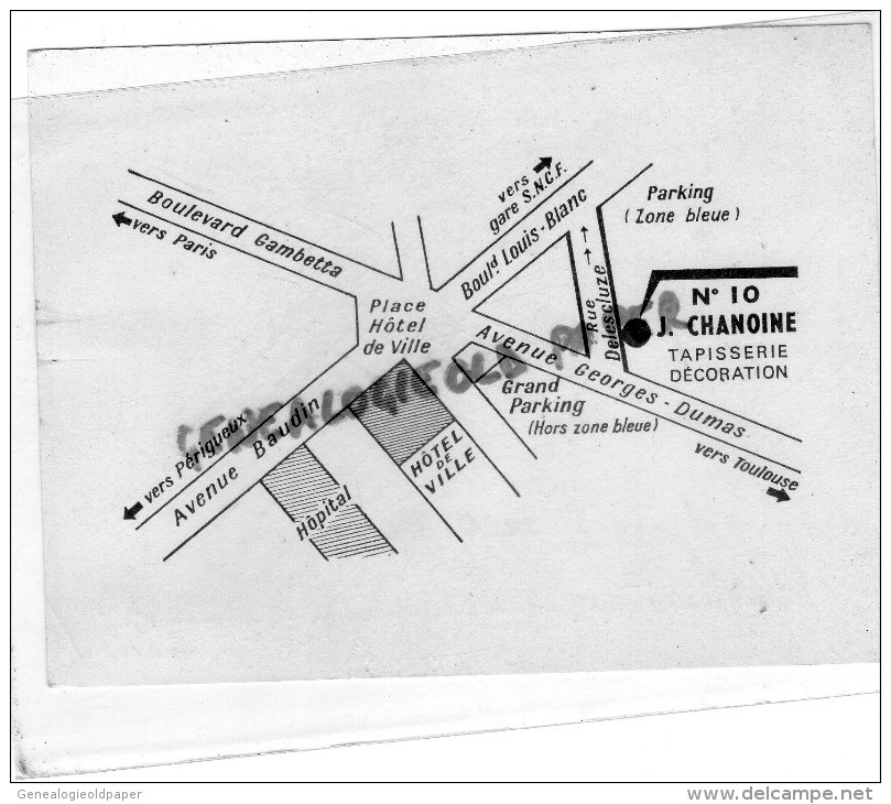 87 - LIMOGES - CARTE PUBLICITAIRE JEAN CHANOINE -10 RUE DELESCLUZE - TAPISSERIE DECORATION- - Autres & Non Classés