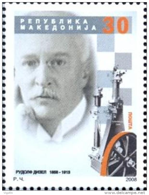 MK 2008-468 150A°BORNDAY OF RUDOLF DIESEL, MACEDONIA, 1 X 1v, MNH - Nordmazedonien