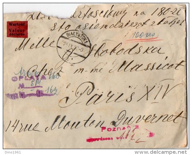 TB 1087 - LSC - Lettre Chargée De Pologne Pour PARIS  France - Briefe U. Dokumente