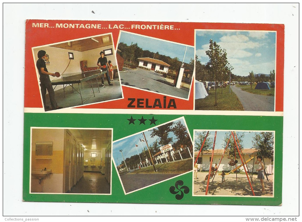 Cp , 64 , ASCAIN , Route D'IBARDIN , Camping Caravaning ZELAÏA , Voyagée 1977 - Ascain