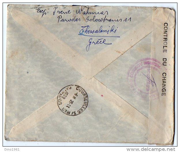 TB 1091 - LSC - Guerre 39 / 45 - Lettre En Franchise Avec Censure De Grèce Pour COURSEULLES SUR MER France - Vrijstelling Van Portkosten