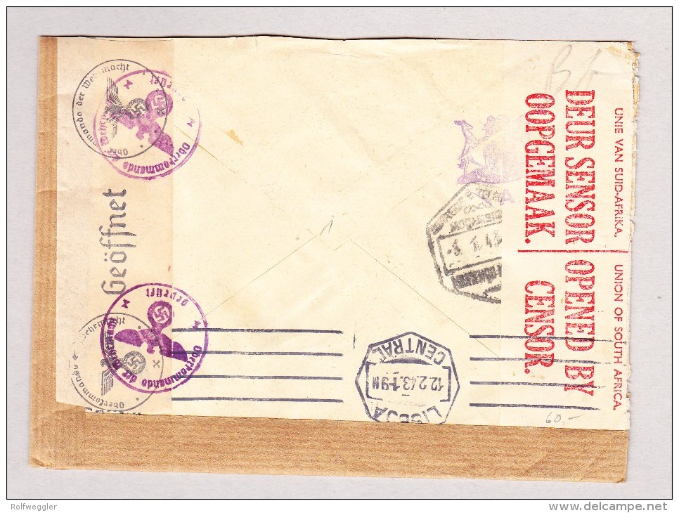 Mosambik 28.12.1942 Doppelt Zensur Brief Nach Lugano TI Via Lisabon - Mozambique