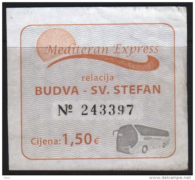 Montenegro 2015 Budva-Sv.Stafan Bus Ticket - Europa