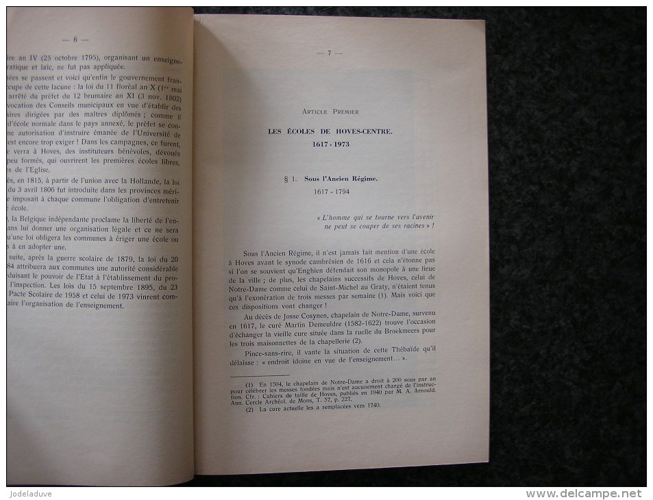 HISTOIRE DES COMMUNES RURALES DE HOVES Et GRATY Chapitre 4 Enseignement Ecoles Temperman Régionalisme Silly Enghien - Belgique