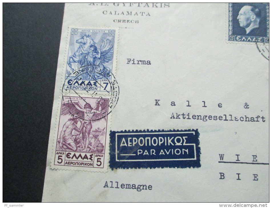 Griechenland 1939 Luftpostbrief MiF. A.L. Gyftakis Calamata. - Storia Postale