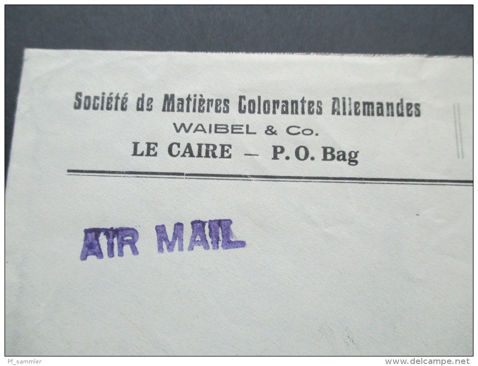 Ägypten 1939 Einzelfrankatur Nach Wiesbaden. Societe De Matieres Colorantes Allemandes Waibel & Co. Le Caire P.O. Bag - Lettres & Documents