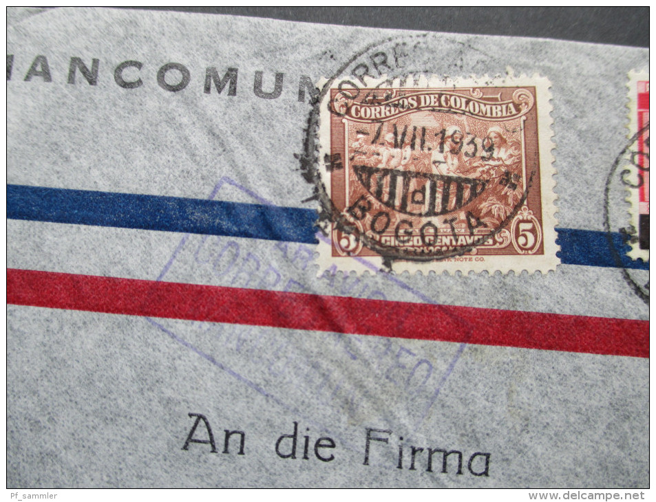 Kolumbien 1939 Luftpostbeleg Air Mail Nach Wiesbaden. Buntfrankatur! Apartado Aereo 34-33 Bogota - Colombia