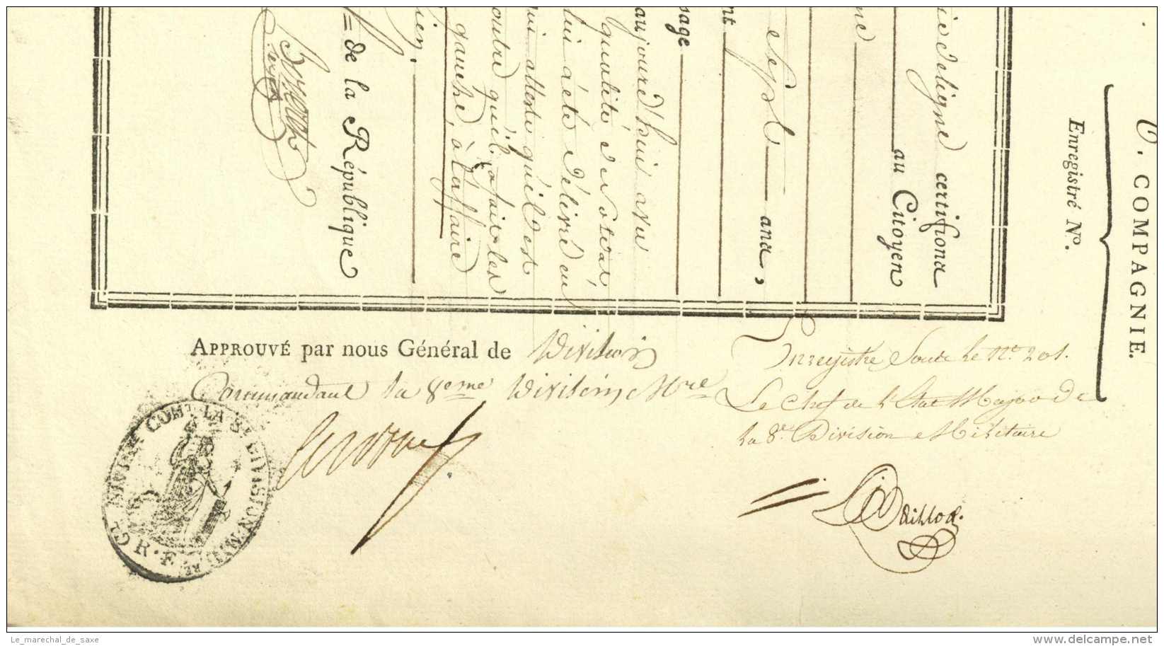 74e Demi-Brigade - Marseille 1801 - Généraux CERVONI, BAILLOD + ROUSSEAUX - Andelot Montefacio Genova - Historical Documents