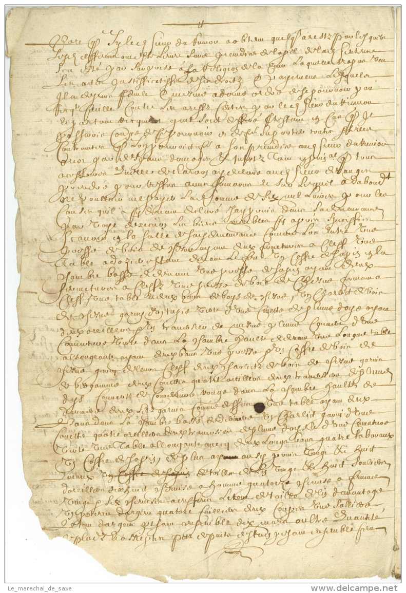 MORLAIX (Finistère), 13 Février 1656. Document Signé De Jan JOSSE. 4 Pp. In-fol.Soubzsigné Jan Josse Huissier Audiencier - Manoscritti