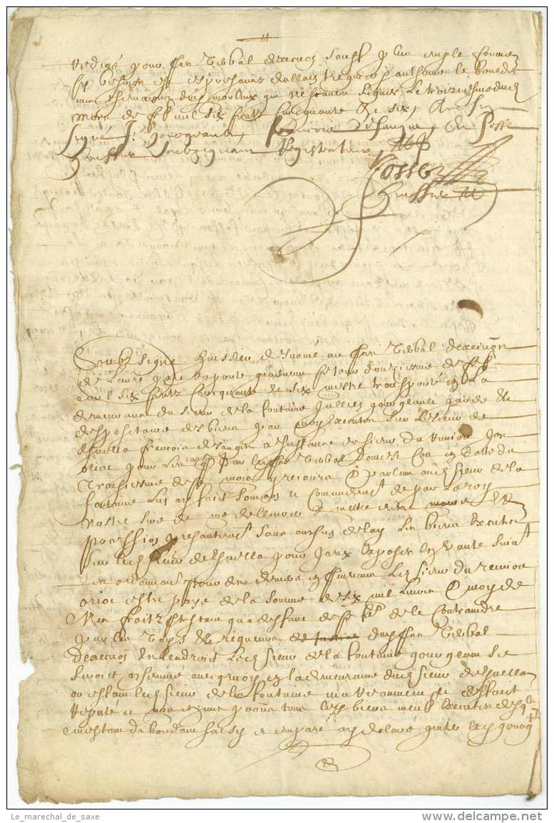 MORLAIX (Finistère), 13 Février 1656. Document Signé De Jan JOSSE. 4 Pp. In-fol.Soubzsigné Jan Josse Huissier Audiencier - Manuskripte