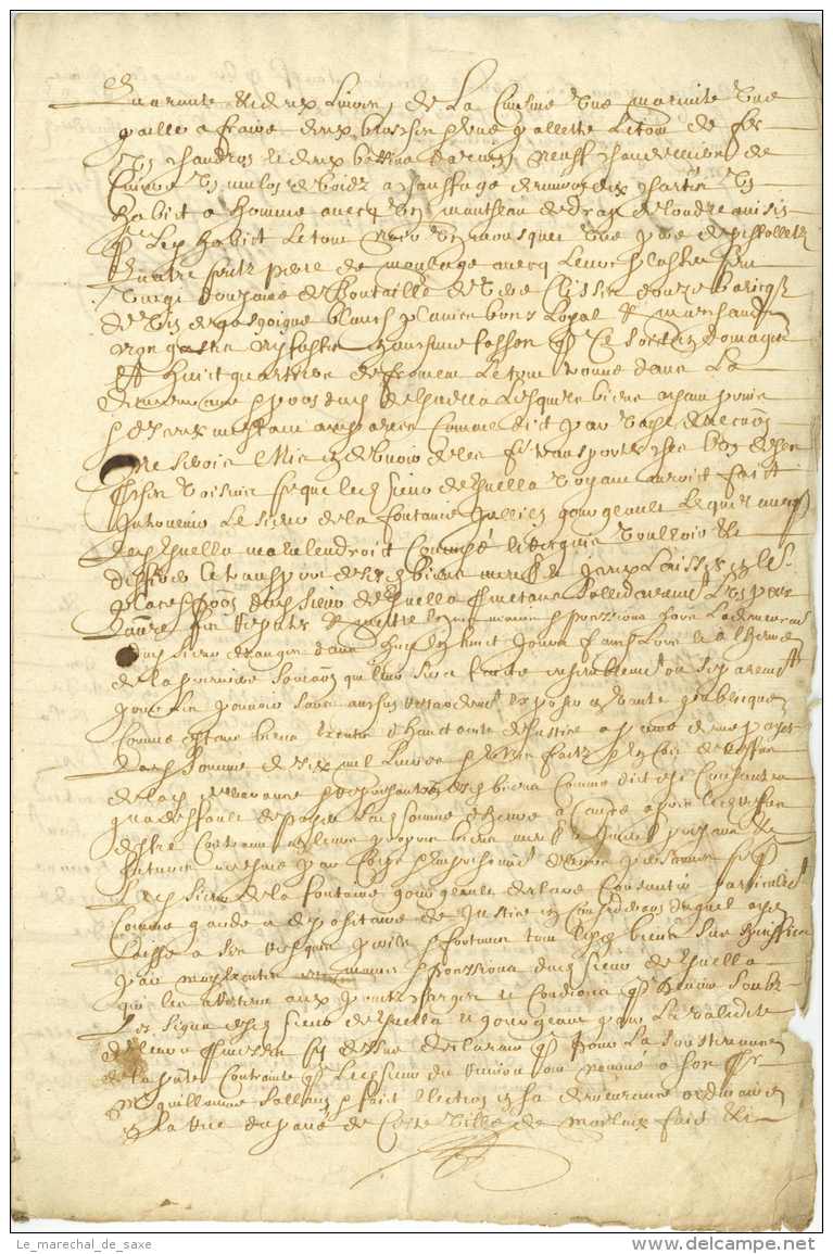 MORLAIX (Finistère), 13 Février 1656. Document Signé De Jan JOSSE. 4 Pp. In-fol.Soubzsigné Jan Josse Huissier Audiencier - Manuskripte