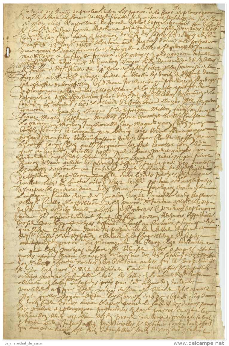 PLOUGASNOU (Finistère). Document Signé à MORLAIX, 24 Avril 1659 Avec La Copie D&rsquo;un Document De 1653 Concernant Cet - Manuskripte