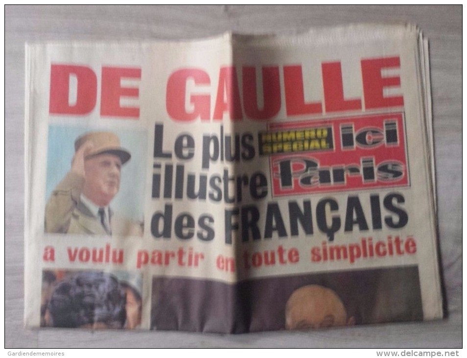 Journal Mort Du Général De Gaulle - Ici Paris Numéro Spécial Du 17 Novembre 1970. - 1950 à Nos Jours