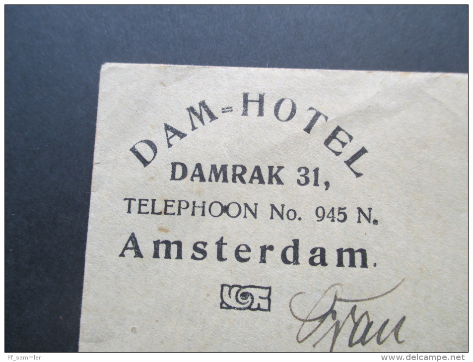 Niederlande 1921 Dam Hotel Damrak 31, Amsterdam. Nach Sao Paulo Brasilien. Schöne Destination!Mit Briefpapier Des Hotels - Cartas & Documentos