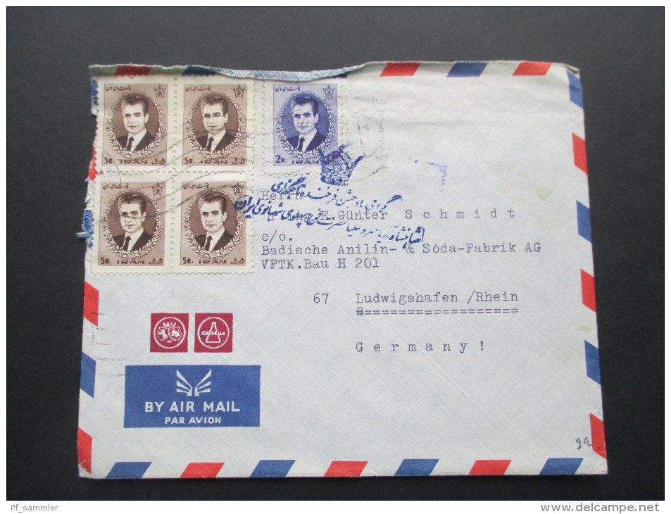 Iran 1967 Beleg Nach Ludwigshafen MiF. Stempel Mit Krone!! Luftpost - Irán