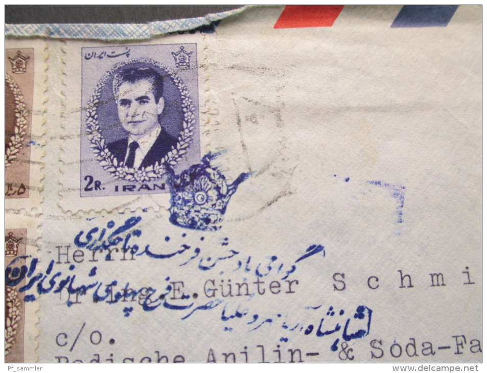 Iran 1967 Beleg Nach Ludwigshafen MiF. Stempel Mit Krone!! Luftpost - Irán