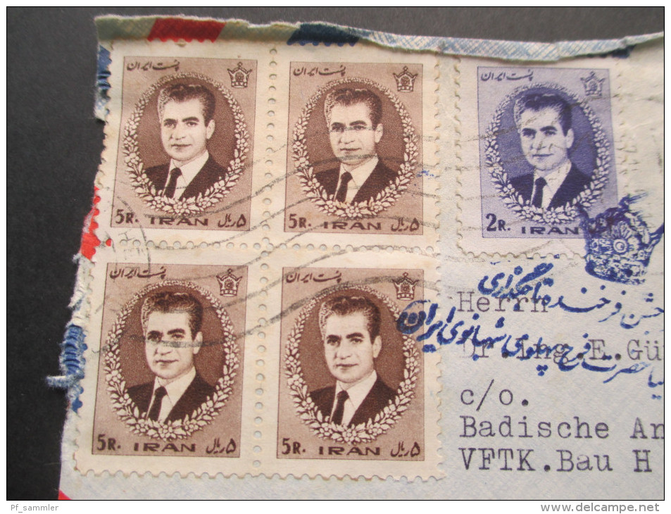 Iran 1967 Beleg Nach Ludwigshafen MiF. Stempel Mit Krone!! Luftpost - Irán