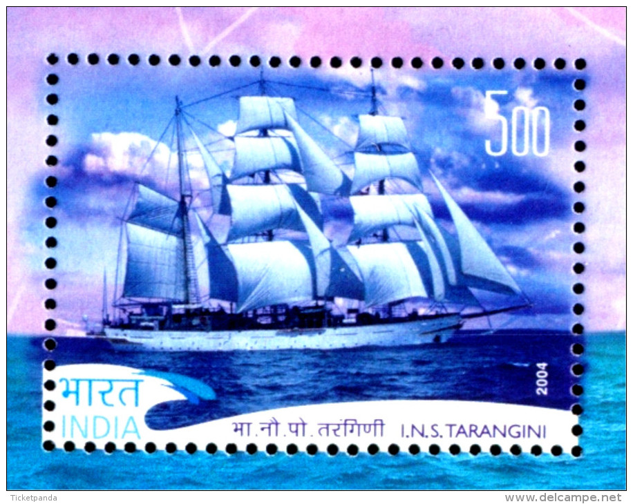 INDIAN NAVY-WAR SHIP-INS TARANGINI-ERROR-COLOR MISSING-2 x MS-INDIA-2004-MNH-MSE-143