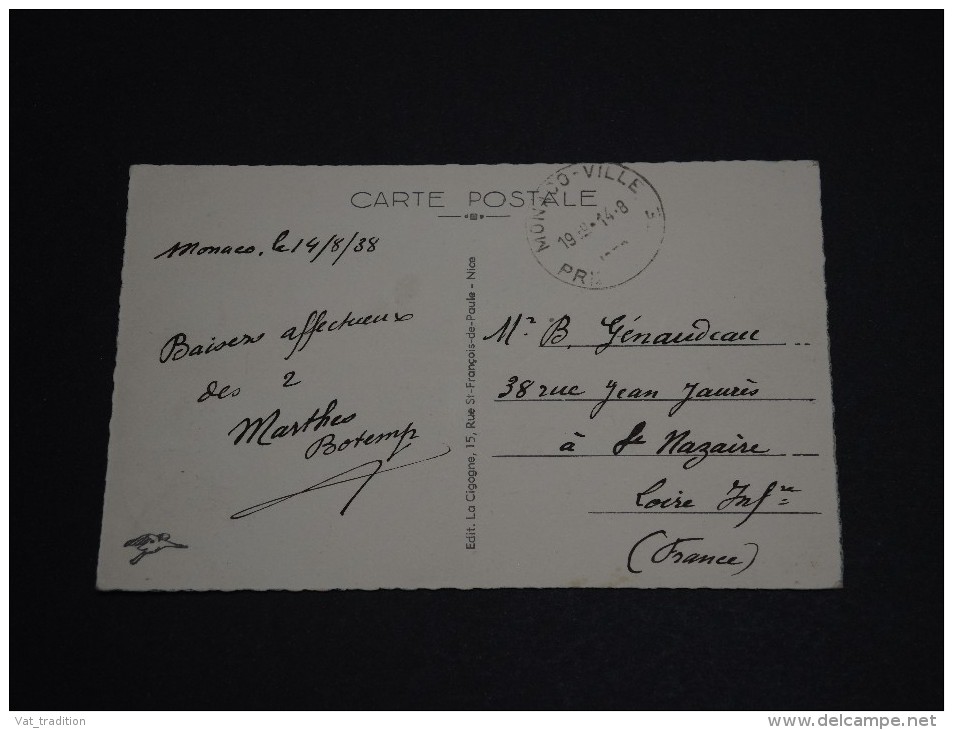 MONACO - Oblitération De Monaco Sur Carte Postale 1938 - Affranchissement Plaisant - A Voir - L 95 - Brieven En Documenten