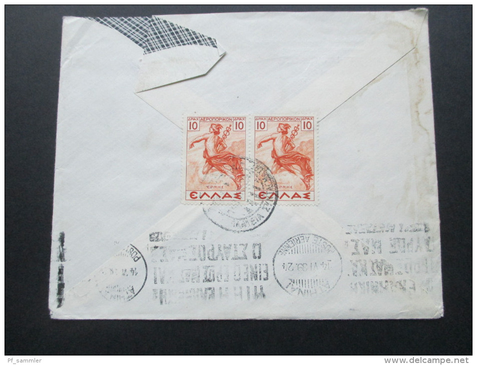 Griechenland 1939 Luftpostbrief MiF. Farben und Chemikalien Handels Aktiengesellschaft Athanil