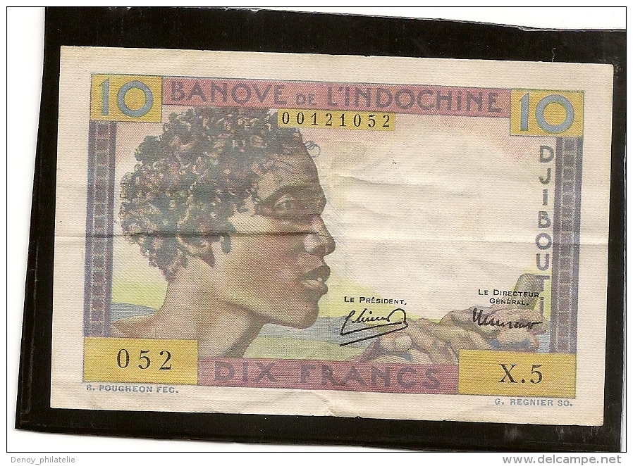 DJIBOUTI Billet BANQUE DE L´INDOCHINE DJIBOUTI 10 Dix FRANCS Type Chamelier- Billet Plié En 4 Plusieurs Fois.RRRR - Djibouti