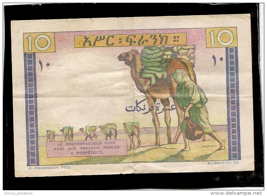 DJIBOUTI Billet BANQUE DE L´INDOCHINE DJIBOUTI 10 Dix FRANCS Type Chamelier- Billet Plié En 4 Plusieurs Fois.RRRR - Djibouti