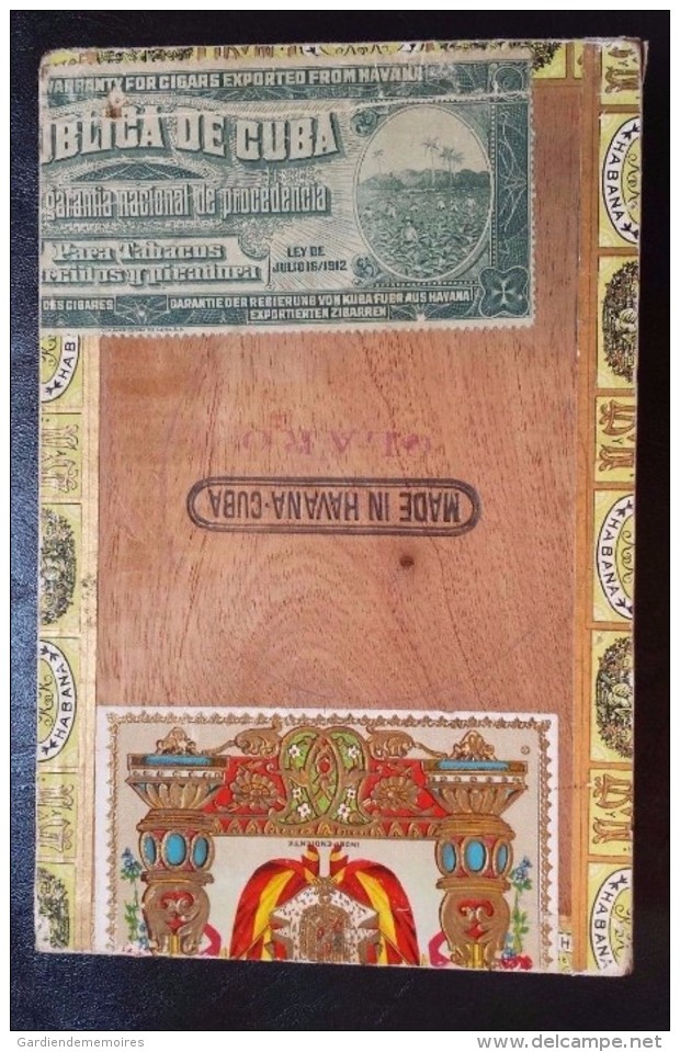 1912 Ancienne Boite De Cigare Cubain Havana El Rico Timbre Fiscal Colonie Française Regie Tabac Maroc - Autres & Non Classés