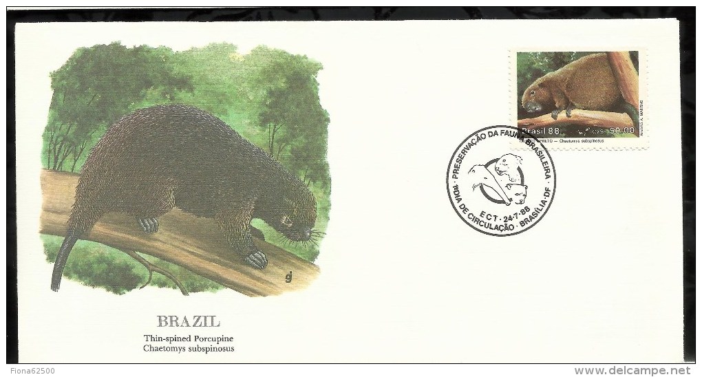 ENVELOPPE PREMIER JOUR . PRESERVATION DE LA FAUNE ET DE LA FLORE . 24 JUILLET 1988 . BRASILIA . - FDC