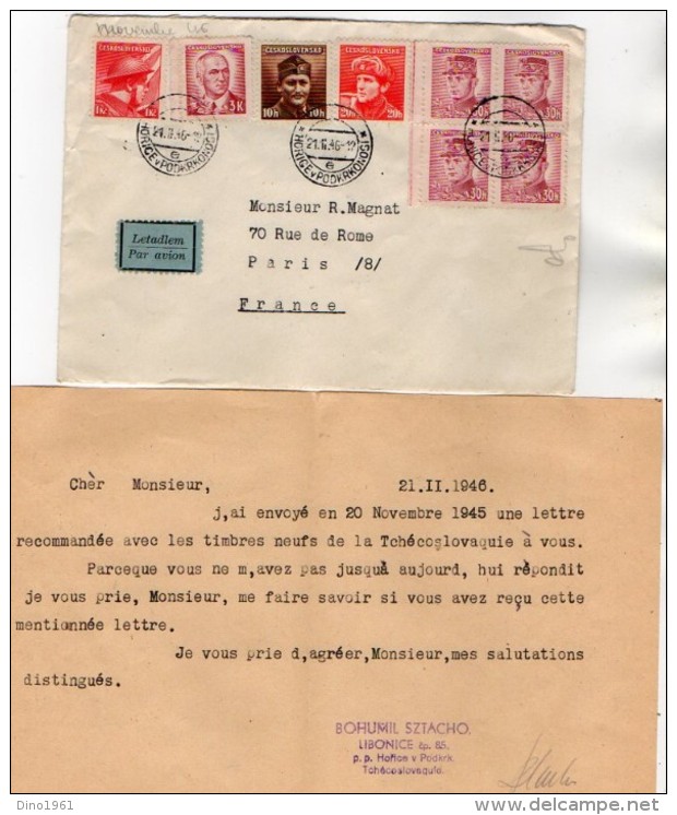 TB 1093 - LAC - Lettre De Tchécoslovaquie Par Avion Pour PARIS - Cartas & Documentos