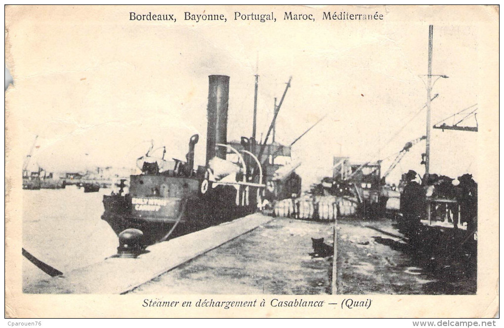 Cpa Navire Bateau Steamer En Déchargement à Casablance Et à Kénitra Oued Sébou Afrique Du Nord - Traghetti