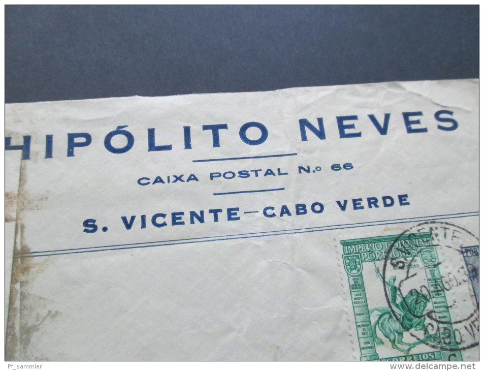 Portugal Kolonie Cabo Verde / Kap Verde 1939 Zensurpost / Opened By Censor. Zollamtlich Geöffnet. S. Vicente - Islas De Cabo Verde