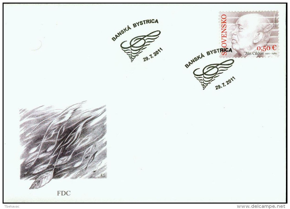 Slovakia 2011, FDC Cover Jan Cikker Composer Music Mi.# 666, Ref.bbzg - FDC