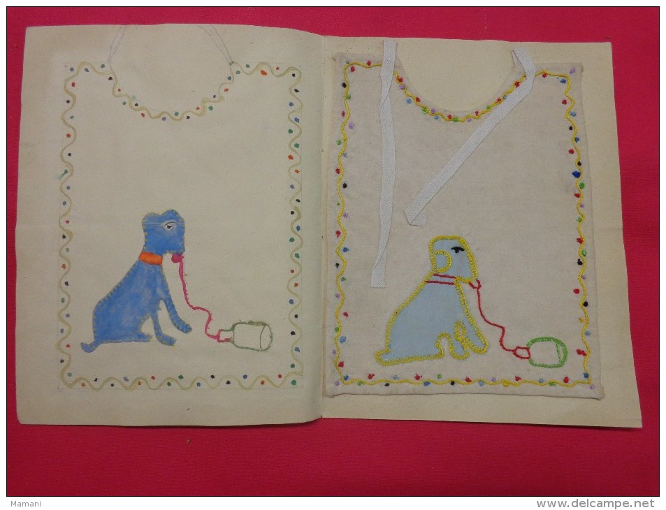 Bavette De Bebe Doublee-(petit Bavoir)- Devoir De Dessin Et De Couture Dans Les Ecoles (chien - Other & Unclassified