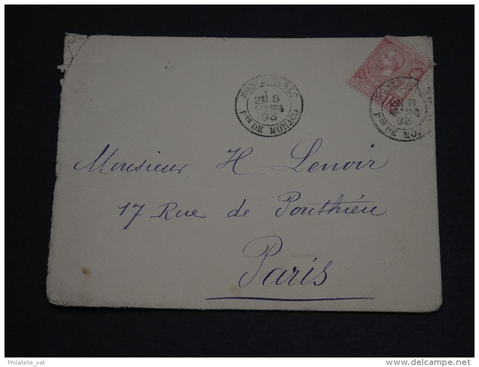 MONACO - Env Pour Paris - 1893 - A Voir - P19534 - Postmarks