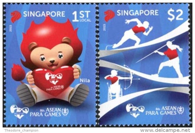 SINGAPOUR 8ann.Sports Asean (para) 2v 2015 Neuf ** MNH - Singapour (1959-...)