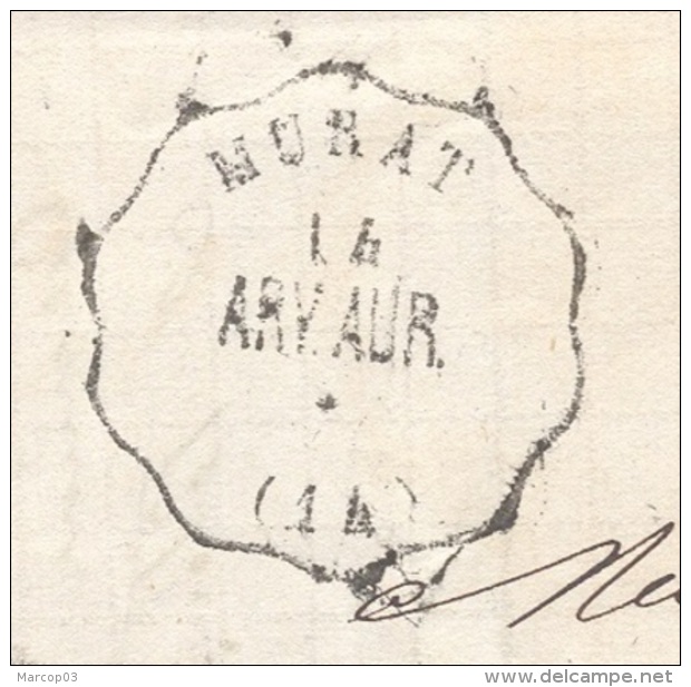 CANTAL 15 MURAT  LAC Convoyeur Sation ARV AUR 14/07/1872 N°60 Obl Losange Amb Verso Bureau Passe Moulins 2565   TTB - 1849-1876: Période Classique