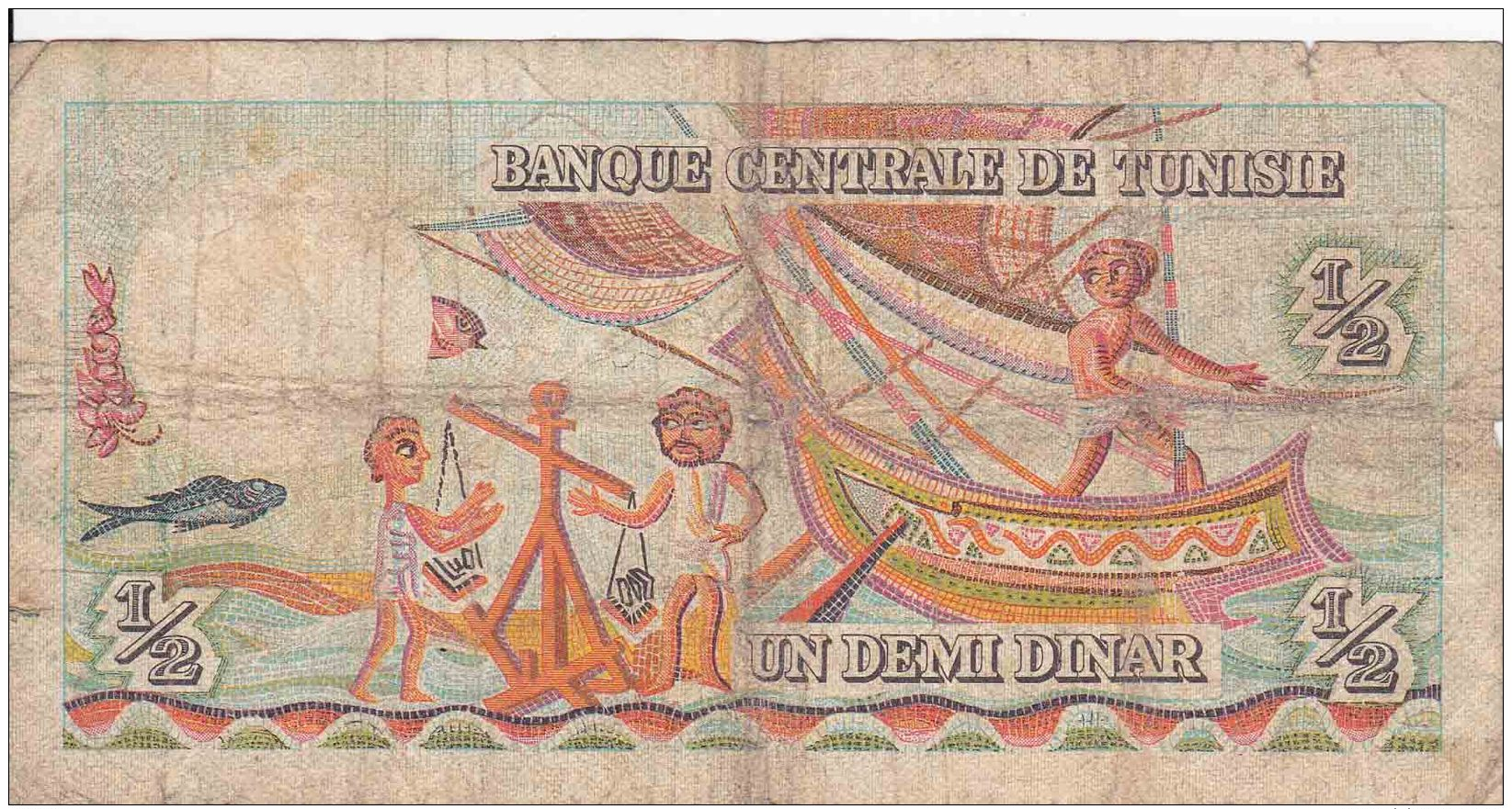 TUNISIE - BILLETS DE 1/2 DINAR + 1 DINAR - 1965 - Tunisie