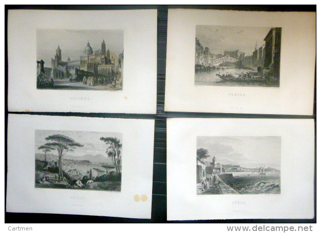 ITALIE ITALIA  10 GRAVURES ANCIENNES 1850 GENES ROME MALTA MILAN VENISE PISE NAPLES PALERME FLORENCE - Autres & Non Classés