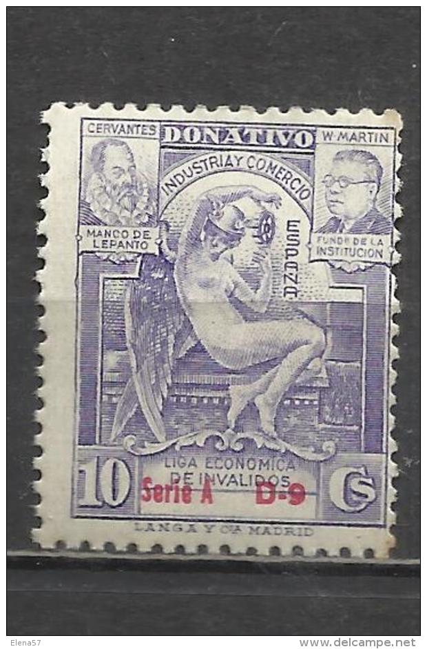 7044-SELLO FISCAL MNH** CERVANTES,MANCO LEPANTO DONATIVO INVALIDOS.10 CTS.AÑOS 40S.SPAIN REVENUE,QUIJOTE,CINDERELLA,FISC - Fiscali